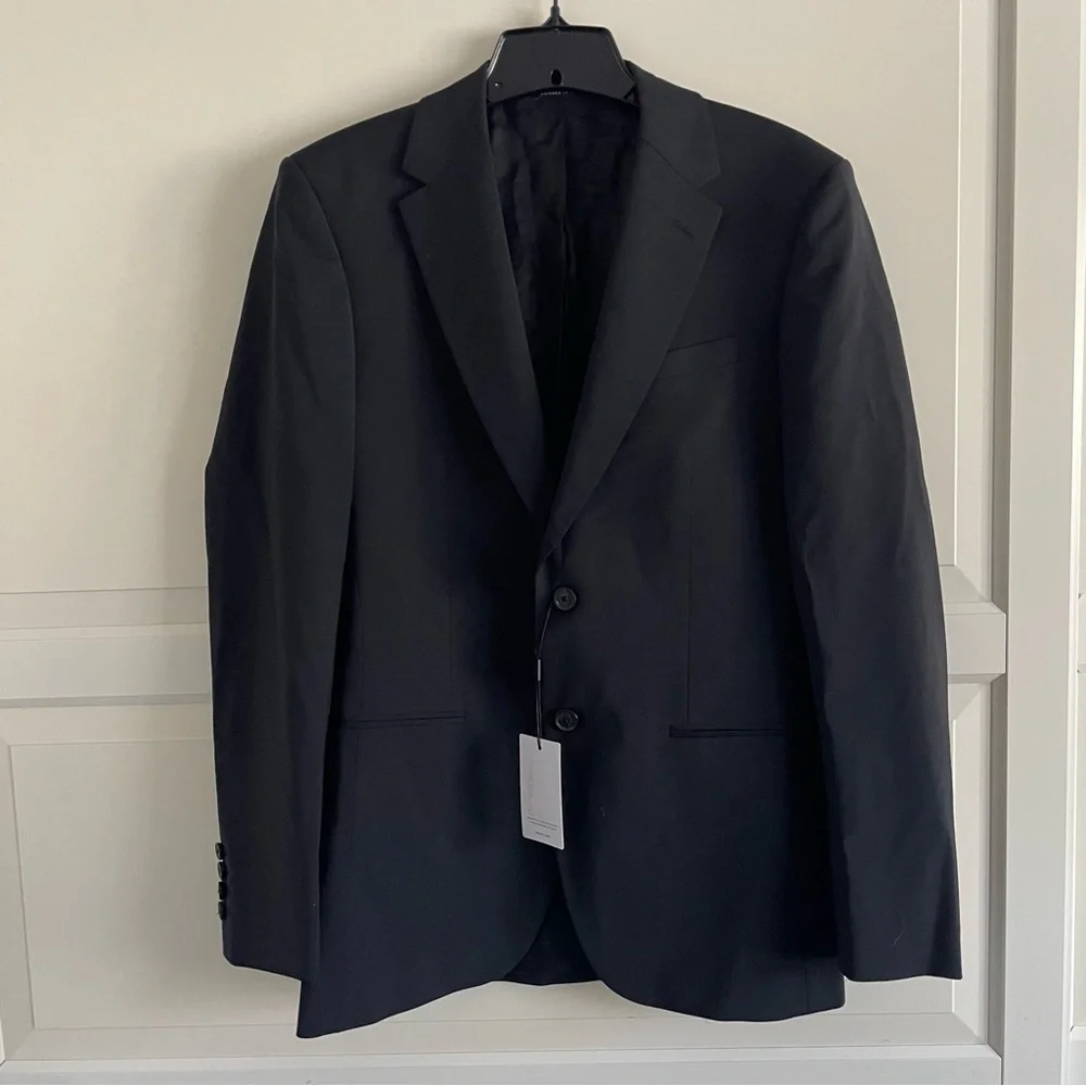 New! REISS Black Hope Wool Blend Modern Fit Blazer Suit Jacket NWT 20372